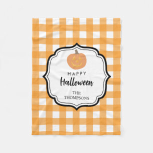 Herbst Orange Kariert Halloween Pumpkin Fleecedecke