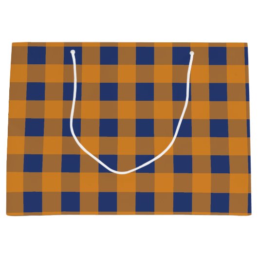 Herbst Orange Kariertes Muster Große Geschenktüte (Vorderseite)