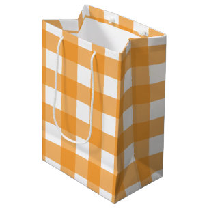 Herbst Orange Kariertes Muster Mittlere Geschenktüte