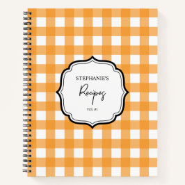 Herbst Orange Kariertes Muster Rezept Kochbuch Notizblock