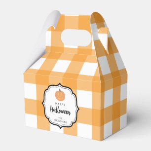 Herbst Orange Karo Halloween Kürbis Geschenkschachtel