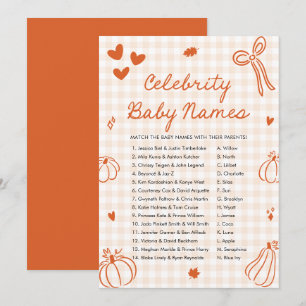 Herbst Orange Kürbis Prominente Babynamen-Spiel Einladung