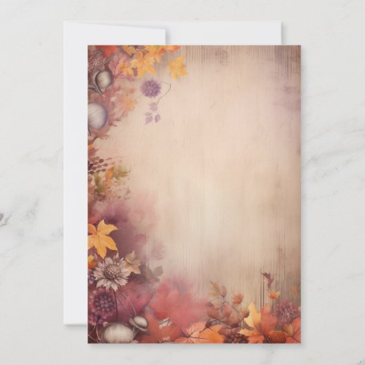 Herbst Orange Lila Tree Rustikale Hochzeitsfeier Einladung (Rückseite)