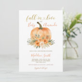 Herbst Orange Pumpkin Fall in Liebe Kinderdusche Einladung (Stehend Vorderseite)