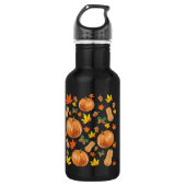 Herbst Orange Pumpkin Fall Pattern Edelstahlflasche (Vorderseite)