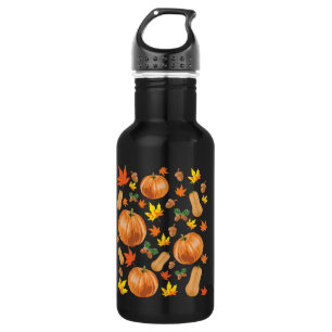 Herbst Orange Pumpkin Fall Pattern Edelstahlflasche