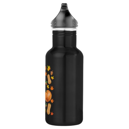 Herbst Orange Pumpkin Fall Pattern Edelstahlflasche (Rechts)