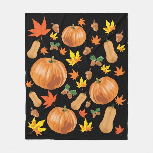 Herbst Orange Pumpkin Fall Pattern Fleecedecke (Vorderseite)