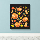 Herbst Orange Pumpkin Fall Pattern Leinwanddruck (Insitu (Holzboden))