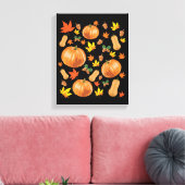 Herbst Orange Pumpkin Fall Pattern Leinwanddruck (Insitu (Wohnzimmer))