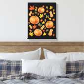 Herbst Orange Pumpkin Fall Pattern Leinwanddruck (Insitu (Schlafzimmer))