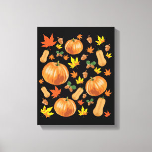 Herbst Orange Pumpkin Fall Pattern Leinwanddruck