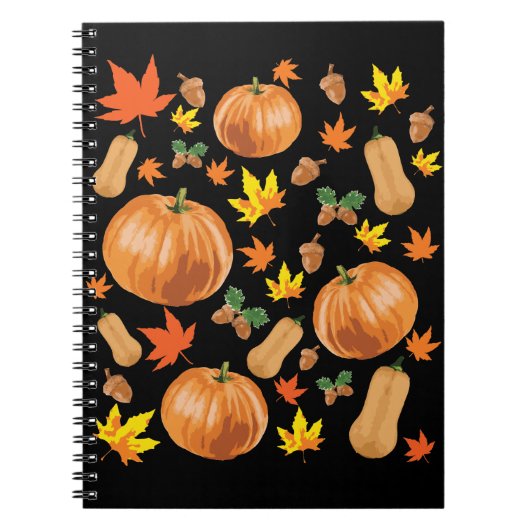 Herbst Orange Pumpkin Fall Pattern Notizblock (Vorderseite)