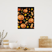 Herbst Orange Pumpkin Fall Pattern Poster (Küche)