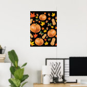 Herbst Orange Pumpkin Fall Pattern Poster (Heimbüro)