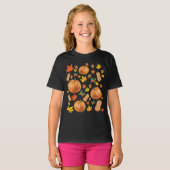 Herbst Orange Pumpkin Fall Pattern T-Shirt (Vorne ganz)