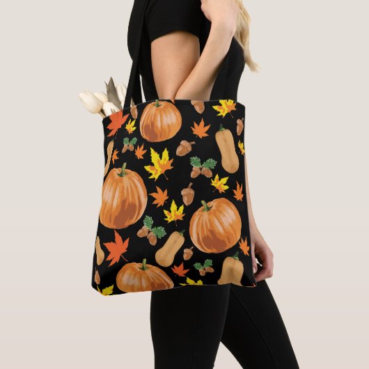 Herbst Orange Pumpkin Fall Pattern Tasche (Von Nahem)