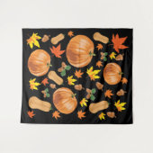 Herbst Orange Pumpkin Fall Pattern Wandteppich (Vorderseite (Horizontal))