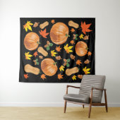 Herbst Orange Pumpkin Fall Pattern Wandteppich (Beispiel (Horizontal))