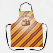Herbst Orange Pumpkins gestreift Personalisiert Schürze (Vorderseite)