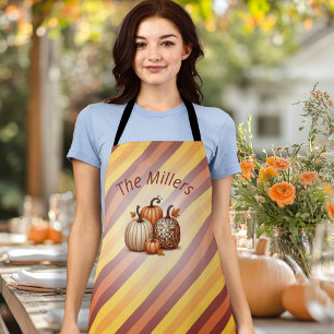 Herbst Orange Pumpkins gestreift Personalisiert Schürze