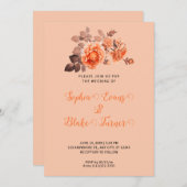 Herbst Orange Rose Bouquet Peach Hochzeit Einladung (Vorne/Hinten)