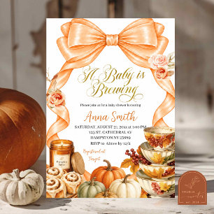 Herbst Orange Schleife Kürbis Tea Party Baby Showe Einladung