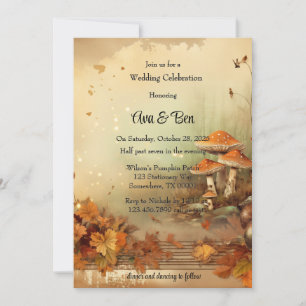 Herbst Orange Tree Mushroom Wedding Celebration Einladung