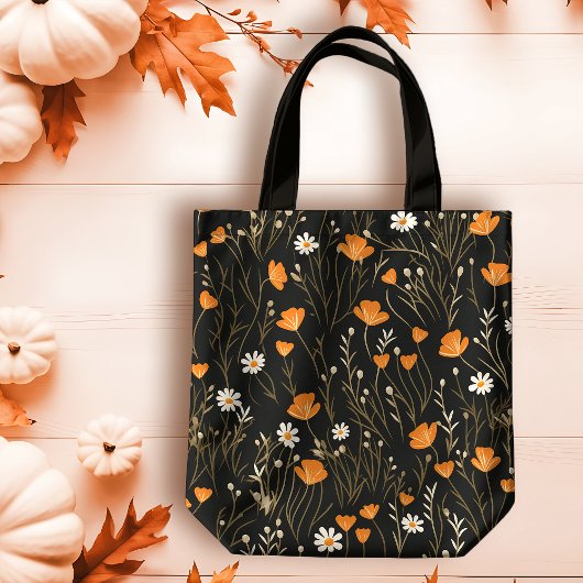 Herbst Orange und Creme Dainty Floral Tasche