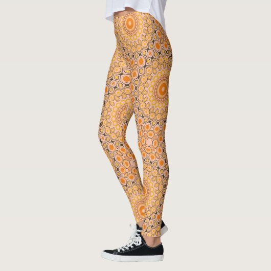 Herbst Orange und Gold Mandala Muster Leggings (Links)