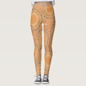 Herbst Orange und Gold Mandala Muster Leggings (Vorderseite)