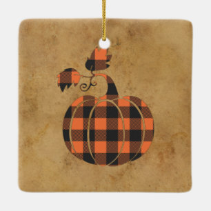 Herbst Orange und Schwarz Karierter Herbstpumpen Keramikornament