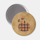 Herbst Orange und Schwarz Karierter Herbstpumpen Magnet (Vorderseite/Rückseite)