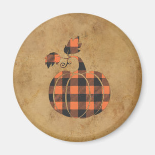 Herbst Orange und Schwarz Karierter Herbstpumpen Magnet