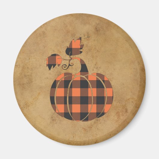 Herbst Orange und Schwarz Karierter Herbstpumpen Magnet (Vorne)
