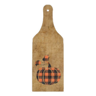 Herbst Orange und Schwarz Karierter Herbstpumpen Schneidebrett