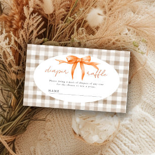 Herbst orangefarbene Schleife Gingham-Baby-Party-W Begleitkarte