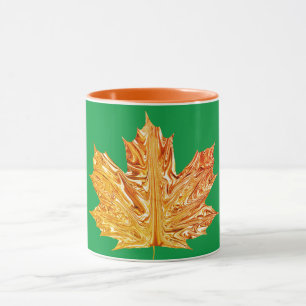 Herbst Orangen Ahornblatt grün Tasse
