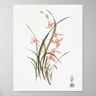 Herbst-Orchis-Aquarell-Kunst Poster