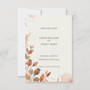 Herbst-Pampas-Hochzeit-Karte zur Vorankündigung Save The Date