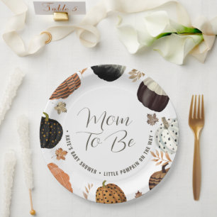 Herbst-Papier für Baby-Party 'Mom to Be Little Pum Pappteller