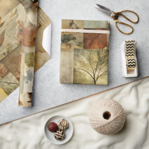 Herbst-Papiercollage Geschenkpapier