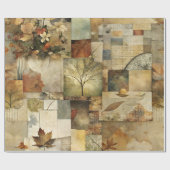 Herbst-Papiercollage Geschenkpapier (Flach)