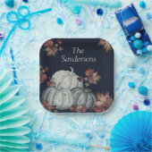 Herbst Party Blauer Kürbis, glückliches Erntedankf Pappteller (Party)