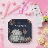 Herbst Party Blauer Kürbis, glückliches Erntedankf Pappteller (Party)