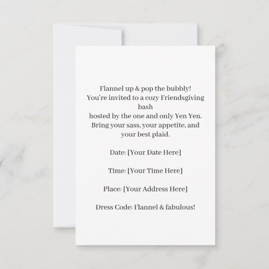 Herbst-Party Einladung-Karte - Gemütliche Herbst-A Einladung (Rückseite)