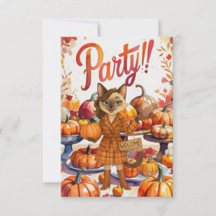 Herbst-Party Einladung-Karte - Gemütliche Herbst-A Einladung