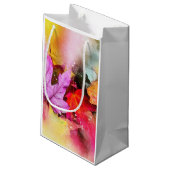 Herbst pastellfarbene Ahornblätter Wasserfarbe ele Kleine Geschenktüte (Rückseite Schrägansicht)