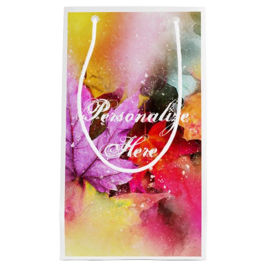 Herbst pastellfarbene Ahornblätter Wasserfarbe ele Kleine Geschenktüte (Vorderseite)