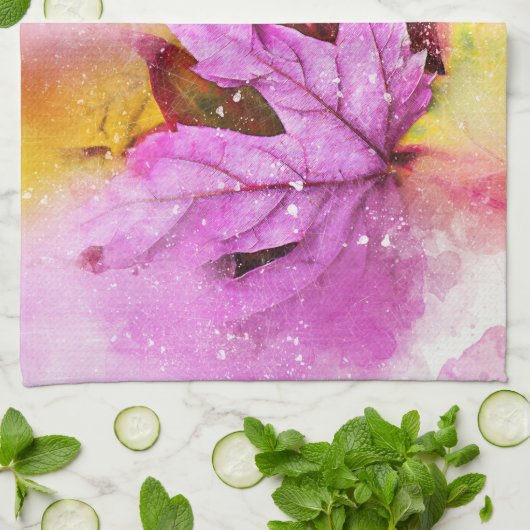 Herbst pastellfarbene Ahornblätterfarbe elegant He Geschirrtuch (Gefaltet)